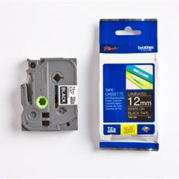 Cinta para Etiquetadora Brother TZE335 - Texto Blanco sobre Fondo Negro - 12mm x 8m - Laminada