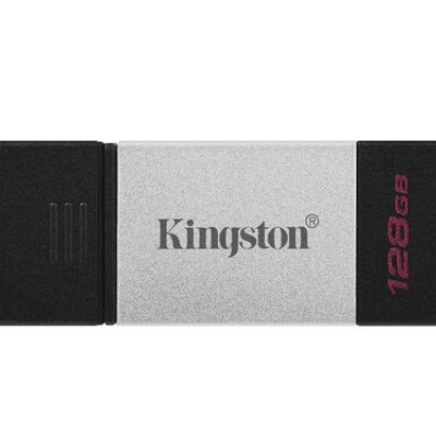 Memoria USB-C Kingston DataTraveler 80 - 128GB - USB-C 3.2 - Negro con Plata - DT80/128GB