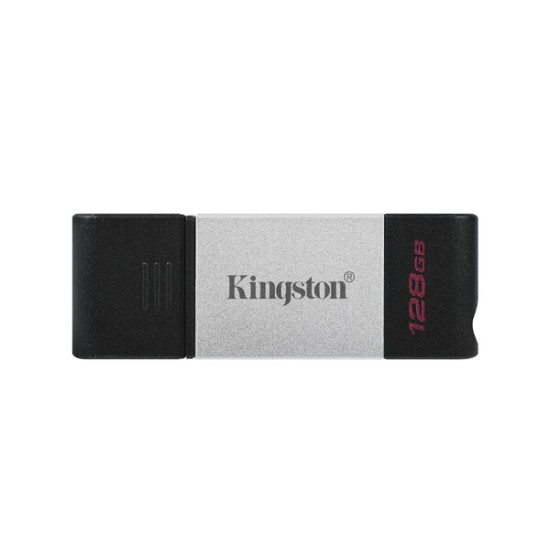 Memoria USB-C Kingston DataTraveler 80 - 128GB - USB-C 3.2 - Negro con Plata - DT80/128GB