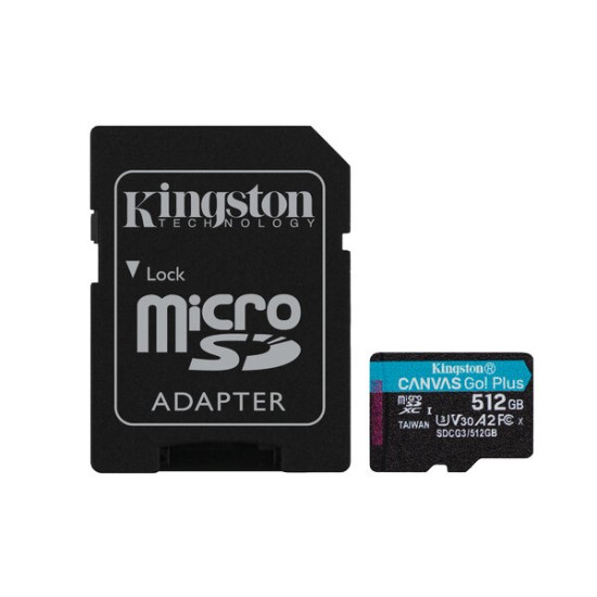 Memoria MicroSDXC Kingston Technology Canvas Goo! Plus - 512GB - Clase 10 - UHS-II - Con Adaptador - SDCG3/512GB