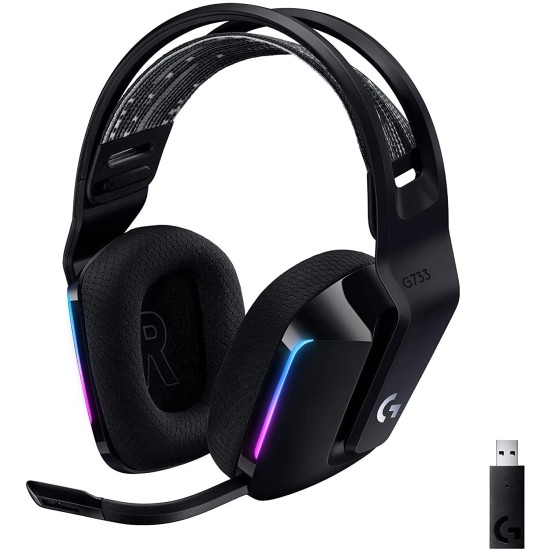 Diadema Gamer Logitech G733 Lightspeed Rgb Inalámbrico Usb Micrófono Extraíble Rgb Negro - 981-000863