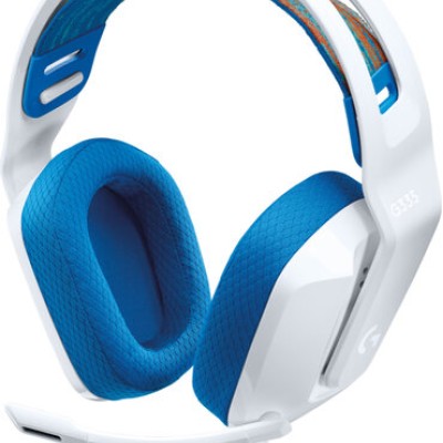 Diadema Gamer Logitech G335 - Alámbrico - Micrófono - Blanco con Azul - 981-001017