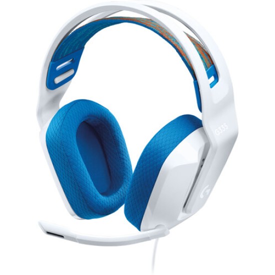 Diadema Gamer Logitech G335 - Alámbrico - Micrófono - Blanco con Azul - 981-001017