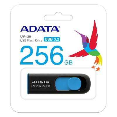 Memoria Usb Adata Uv128 256Gb Usb 3.2 Gen1 Negro/Azul - AUV128-256G-RBE