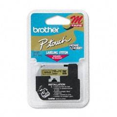 Cinta Brother Negro Texto Negro Sobre Fondo Dorado 12Mm X 8Mts. - M831