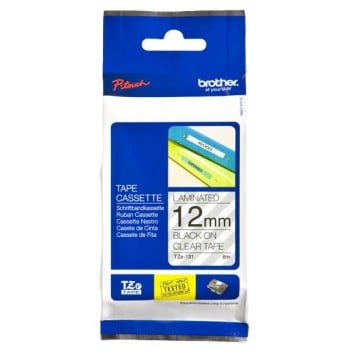 Cinta Brother Tze131 Negro Sobre Transparente Laminada 1.2 Cm X 8 M D - TZE-131