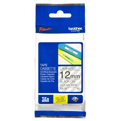 Cinta Brother Tze131 Negro Sobre Transparente Laminada 1.2 Cm X 8 M D - TZE-131
