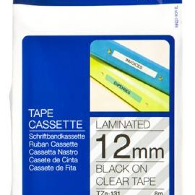 Cinta Brother Tze131 Negro Sobre Transparente Laminada 1.2 Cm X 8 M D - TZE-131