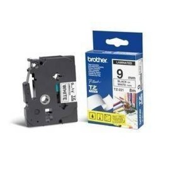 Cinta Brother Tze221 Negro/Blanco 9Mm X 8Mm - TZE221