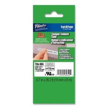 Cinta Brother TZESE4 - Texto Negro sobre Fondo Blanco - 18 mm x 8mts. - TZESE4