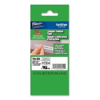 Cinta Brother TZESE4 - Texto Negro sobre Fondo Blanco - 18 mm x 8mts. - TZESE4