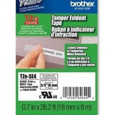 Cinta Brother TZESE4 - Texto Negro sobre Fondo Blanco - 18 mm x 8mts. - TZESE4