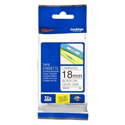 Cinta Brother TZE241 - Texto Negro sobre Fondo Blanco - 18mm x 8mts. - TZE241
