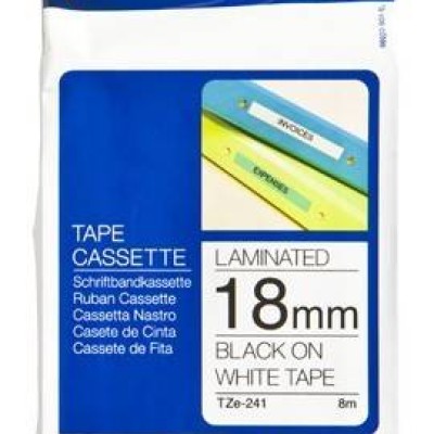 Cinta Brother TZE241 - Texto Negro sobre Fondo Blanco - 18mm x 8mts. - TZE241