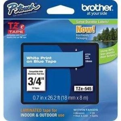 Cinta Brother Tze545 Texto Blanco Sobre Fondo Azul 18Mm X 8Mts. - TZE545