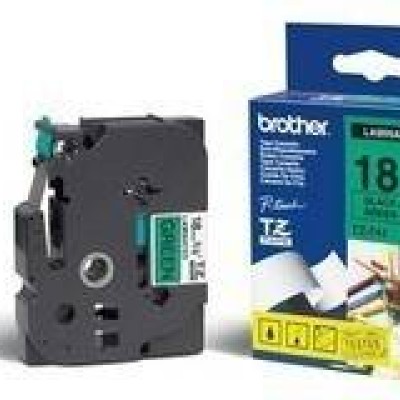 Cinta Brother Tze741 Texto Negro Sobre Fondo Verde 18Mm X 8Mts. Laminada - TZE741