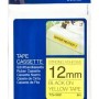 Cinta Brother TZES631 - Texto Negro sobre Fondo Amarillo - 12mm x 8mts. - Súper Adhesiva - TZES631