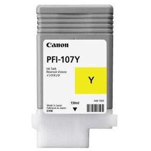 Tanque de Tinta Canon PFI-107Y Amarillo - Tinta Original para Impresoras Canon imagePROGRAF - Modelo 6708B001AA