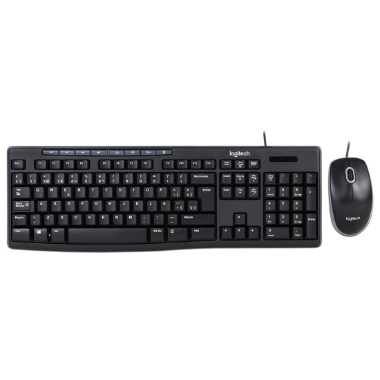 Logitech MK200 Teclado y Mouse Alámbrico USB Negro - 920-002716