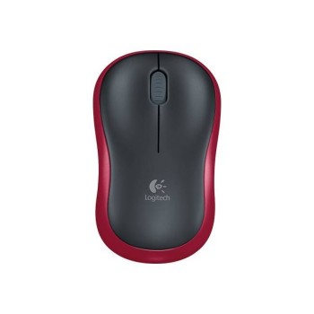 Mouse Logitech M185 - Inalámbrico - USB - Negro con Rojo - 910-003635
