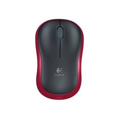 Mouse Logitech M185 - Inalámbrico - USB - Negro con Rojo - 910-003635