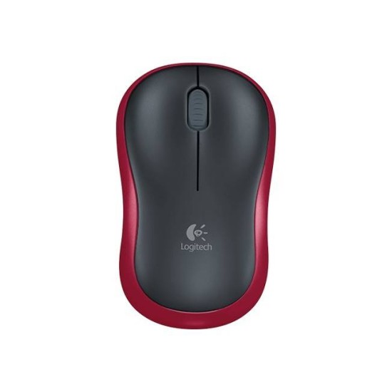 Mouse Logitech M185 - Inalámbrico - USB - Negro con Rojo - 910-003635