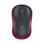 Mouse Logitech M185 - Inalámbrico - USB - Negro con Rojo - 910-003635