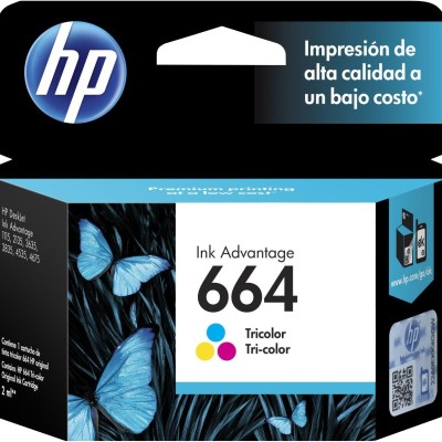 Cartucho de Tinta HP 664 - Tricolor - Original -100 Paginas- F6V28AL