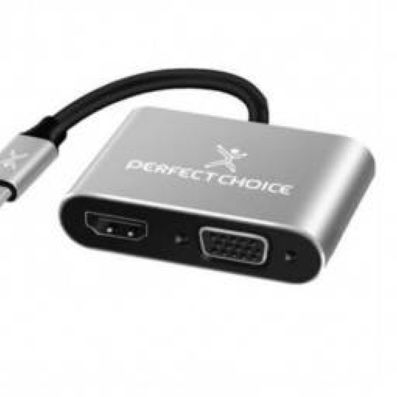 Adaptador Perfect Choice Pc 101284 Usb C Macho A Hdmi/Vga Hembra Negro/Gris - PC-101284