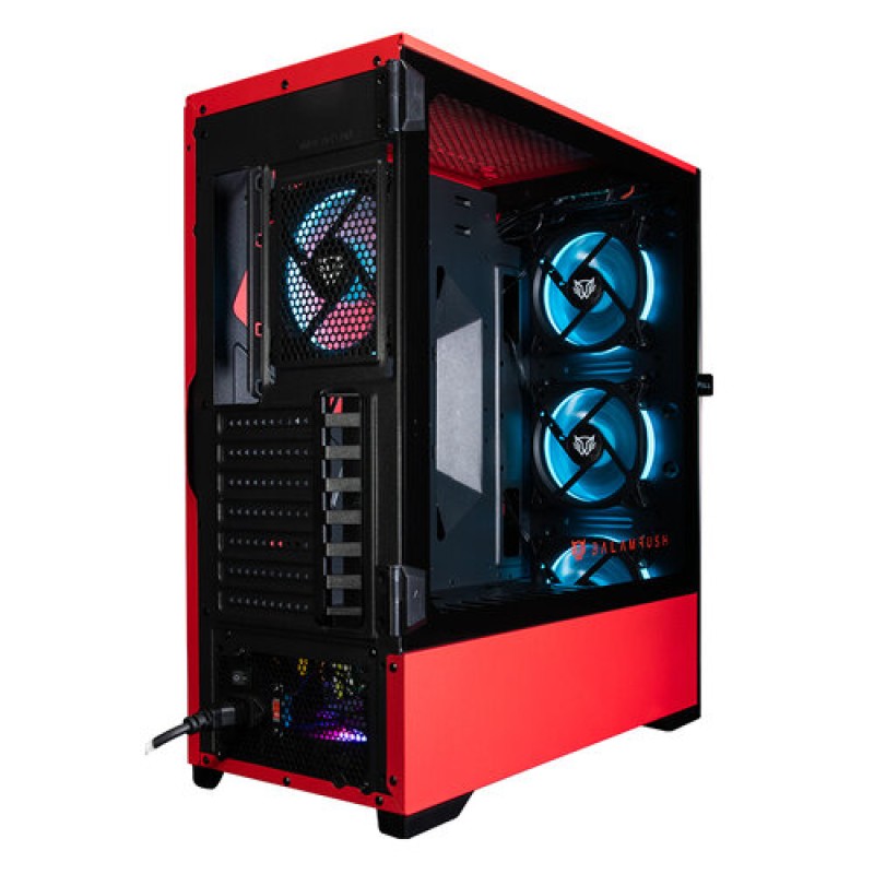 Gabinete Gamer Balam Rush Thinos - Torre - E-ATX/ATX/Micro ATX/Mini ITX - 4 Ventiladores - Panel Lateral - Negro con Rojo - BR-932257