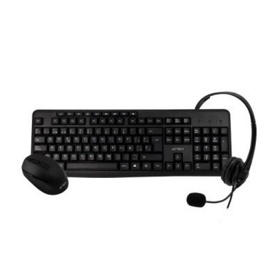 Kit De Teclado Y Mouse Acteck Kt30 Inalámbricos Usb Multimedia Diadema Con Micrófono - AC-931687