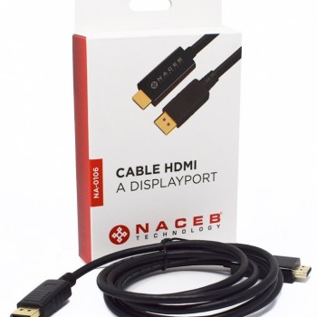 Adaptador HDMI a DisplayPort Naceb NA-0106 - 1.8m - Negro - NA-0106 Adaptador HDMI a DisplayPort Naceb NA-0106 - 1.8m - Negro - NA-0106