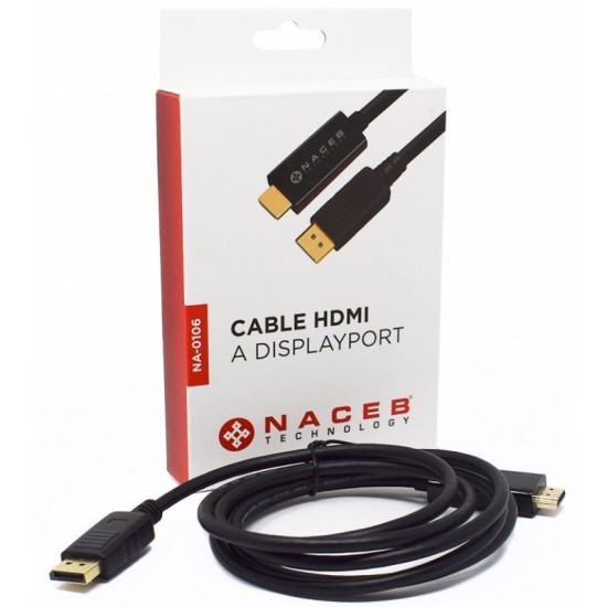 Adaptador HDMI a DisplayPort Naceb NA-0106 - 1.8m - Negro - NA-0106