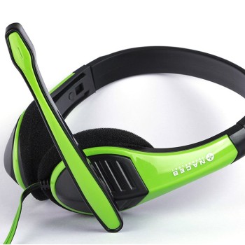 Audífonos NACEB Technology Diadema Circumaural 3.5mm con Micrófono Boom Verde/ Negro NA-589VE