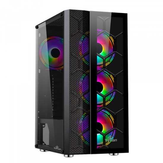 Gabinete Gamer YeYian Rapture 2500 - Media Torre - ATX/Micro ATX - 3 Ventiladores - Panel Lateral - Negro - YCH-7S3V-01BK