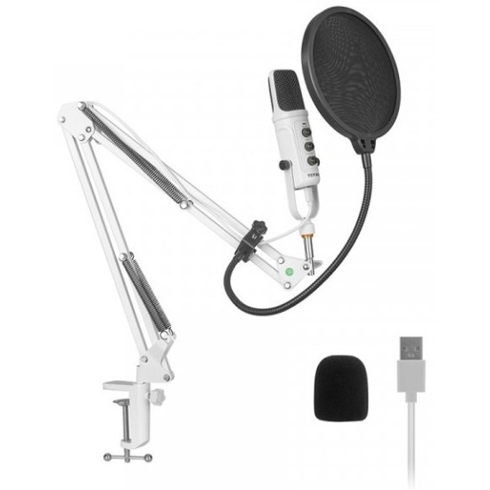 Kit de Micrófono YeYian Agile NL - Alámbrico - USB - 80 a 20000 Hz - Blanco - YSA-UCHQ-02