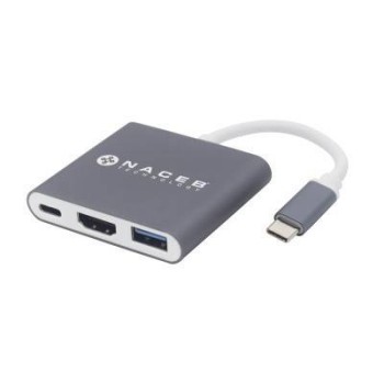Adaptador Tipo C Naceb Na 0111 Hdmi Usb 3.0 Usb C Plata - NA-0111