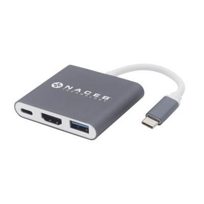 Adaptador Tipo C Naceb Na 0111 Hdmi Usb 3.0 Usb C Plata - NA-0111