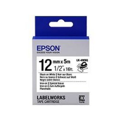 Cinta Epson Lk 4Wbq Texto Negro Sobre Fondo Blanco 12Mm X 5Mts. Para Planchado - LK-4WBQ