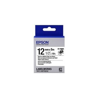Cinta Epson Lk 4Wbq Texto Negro Sobre Fondo Blanco 12Mm X 5Mts. Para Planchado - LK-4WBQ