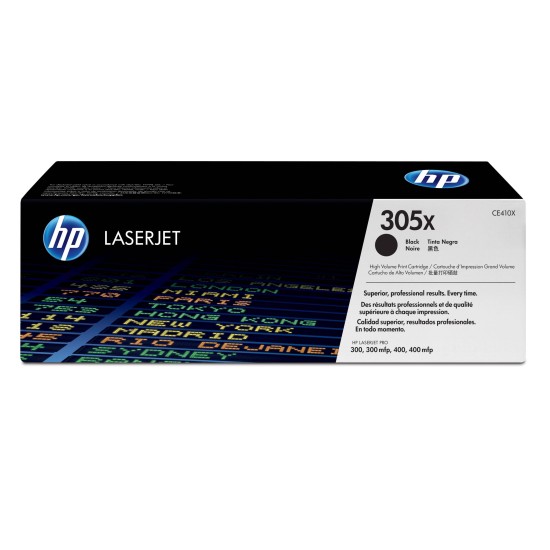 Cartucho De Tóner Hp 305X Negro Alto Rendimiento Laserjet Original (Ce410X) - CE410X