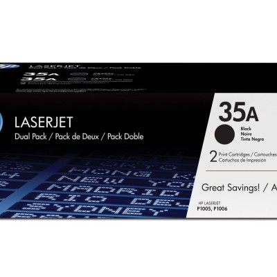Pack De 2 Cartuchos De Tóner Hp 35A Negro Laserjet Original (Cb435Ad) - CB435AD