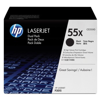 Pack De 2 Cartuchos De Tóner Hp 55X Negro Alto Rendimiento Laserjet Original (Ce255Xd) - CE255XD