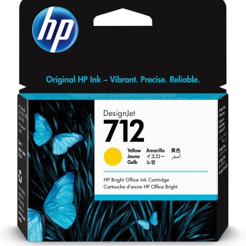 Cartucho de Tinta HP 712 Amarillo Original para DesignJet - Modelo 3ED69A
