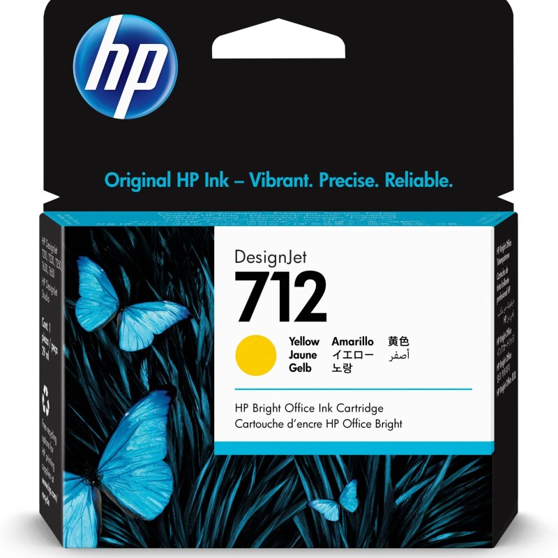 Cartucho de Tinta HP 712 - Amarillo - DesignJet - Original (3ED69A) - 3ED69A