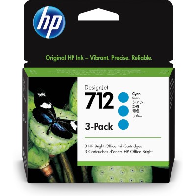 Cartucho de Tinta HP 712 - Cian - DesignJet - Original - (3ED77A) - 3ED77A
