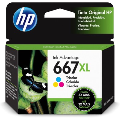 Cartucho De Tinta Hp 667Xl Tricolor Original (3Ym80Al) - 3YM80AL