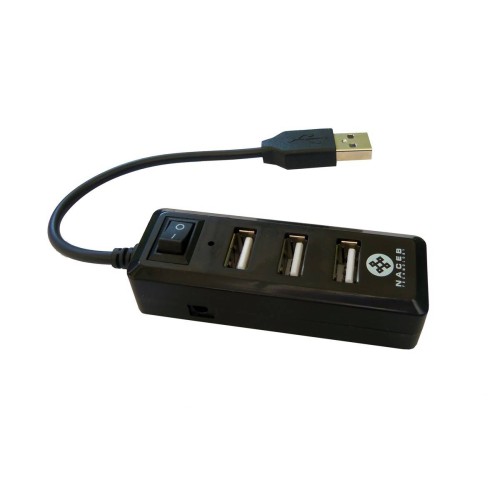 Hub USB Naceb Technology 4 Puertos USB 2.0 Negro - Modelo NA-143