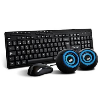 Kit De Teclado Mouse Y Bocinas Vorago Kms 104 Alámbrico Negro - Kms-104