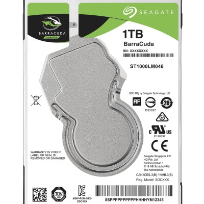 Disco Duro Interno Seagate BarraCuda - 2.5" - 1TB -  SATA 3 - 5400 RPM - ST1000LM048